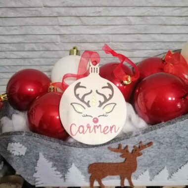 Bola de Navidad personalizada madera modelo Reno