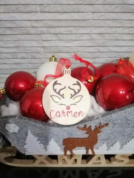 Bola de Navidad personalizada madera modelo Reno