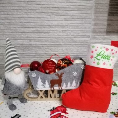 Calcetín Navideño rojo y blanco