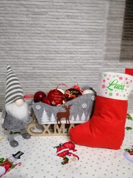 Calcetín Navideño rojo y blanco