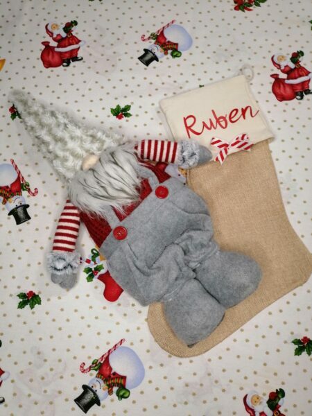 Calcetín Navideño arpillera nombre