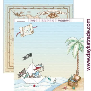 Papel scrapbooking Dayka “PIRATA Y MAPA DEL TESORO” SCP-210