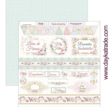 Papel scrapbooking Dayka “COMUNIÓN NIÑA" SCP-299