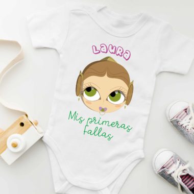 Body Fallera manga corta "Mis primeras Fallas". Personalizable
