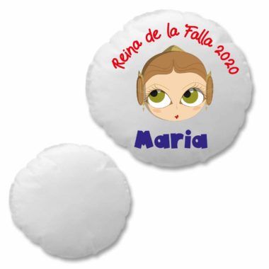 Cojín redondo Fallera Xiqueta Meua. Personalizable
