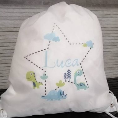 Mochila-saco guardería personalizada 100% poliester blanco