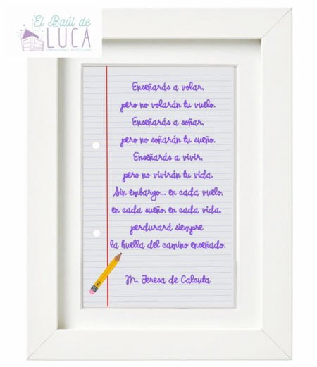 Marco para profes con texto inspirador 13 x 18 cm
