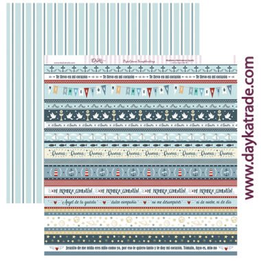 Papel scrapbooking Dayka “COMUNIÓN NIÑO TIRAS” SCP-189