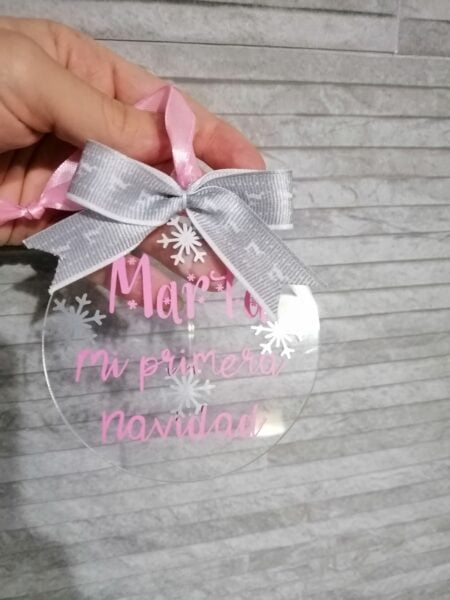 Bola de Navidad personalizada transparente metacrilato Mensaje