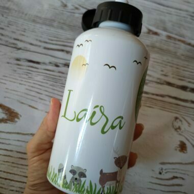 Botella de aluminio "Animales del bosque" personalizable