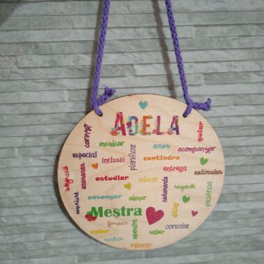 Placa circular palabras profe personalizada