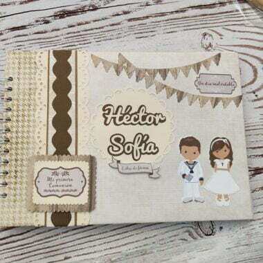 Libro comunion beig y marrón