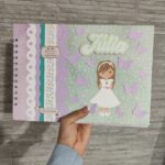 Libro firmas comunión lila y verde