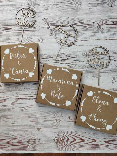 Topper tarta boda personalizado madera