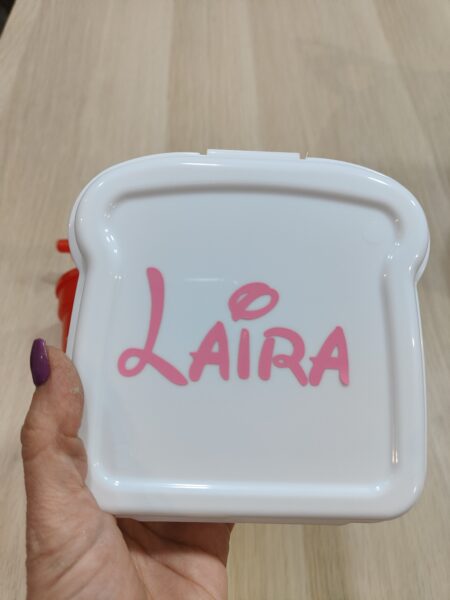 Fiambrera tipo sandwich personalizada nombre