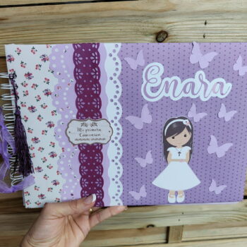 Libro de firmas comunión lila