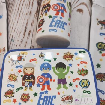 Fiambrera bambu "Súper Héroes" personalizable