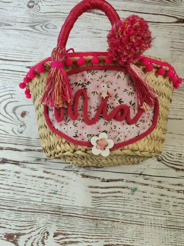 Capazo mini con estampado y nombre en cuerda