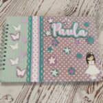 Libro firmas comunión lila y verde