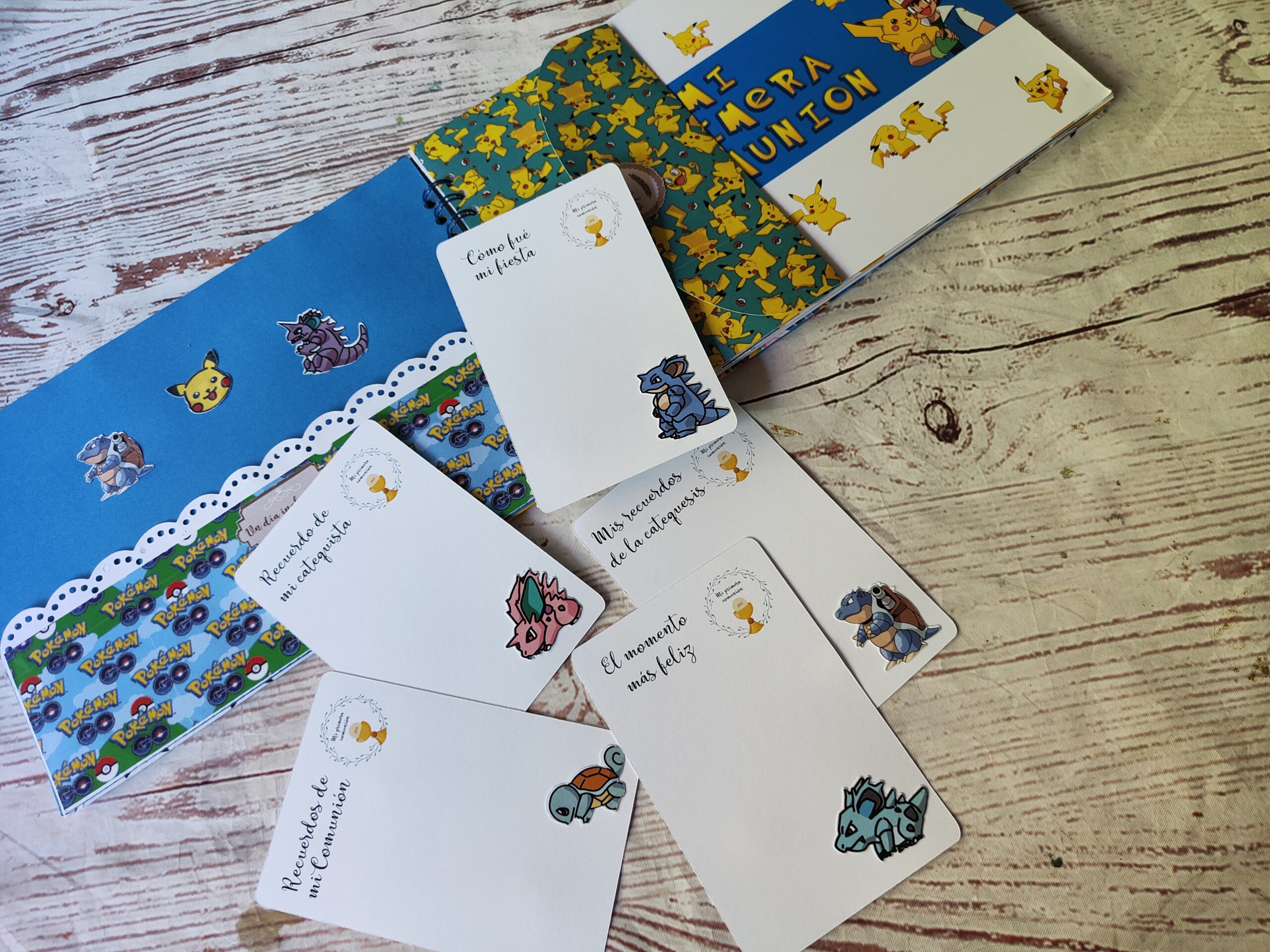 Tarjetas libro de firmas comunión Pokemon Tarjetas libro de firmas comunión Pokemon
