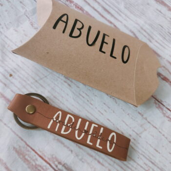 Llavero papá personalizado con nombre hijos, polipiel