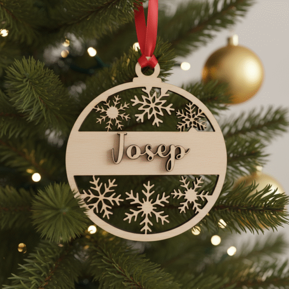 Bola de madera personalizada copos nieve